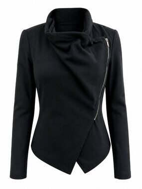 I.N.C Women's Black Jacket Size Med knit moto womens sweatshirt